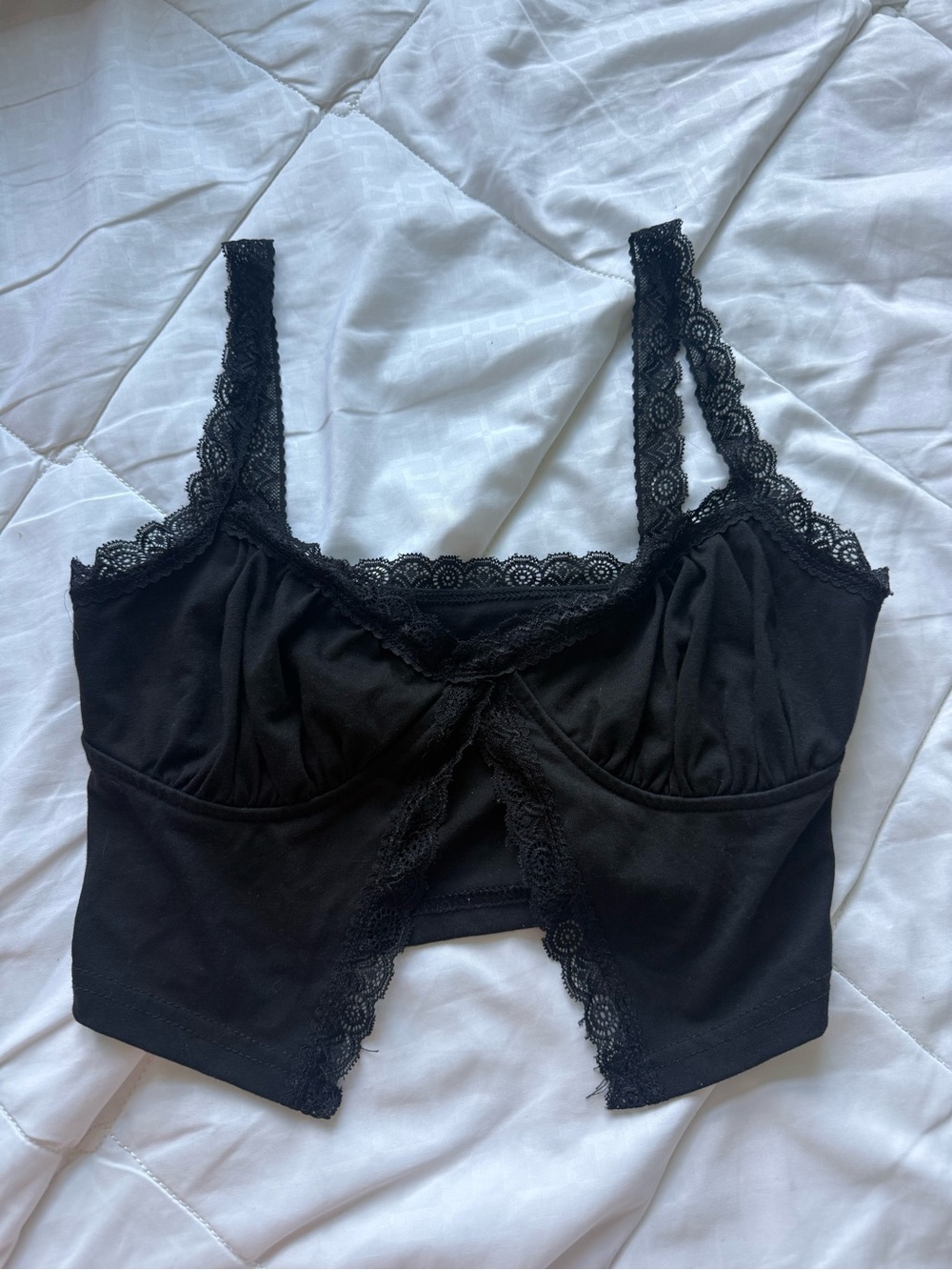SHEIN Black Lace-Trim Bralette Cami